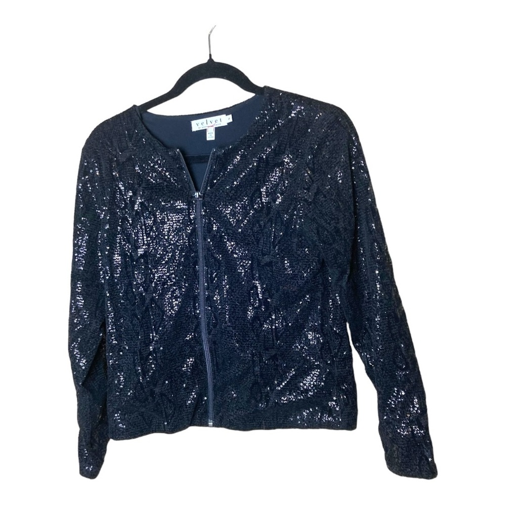 Velvet by Graham Spencer‎ Zipper Front Sequin Cardigan Size P